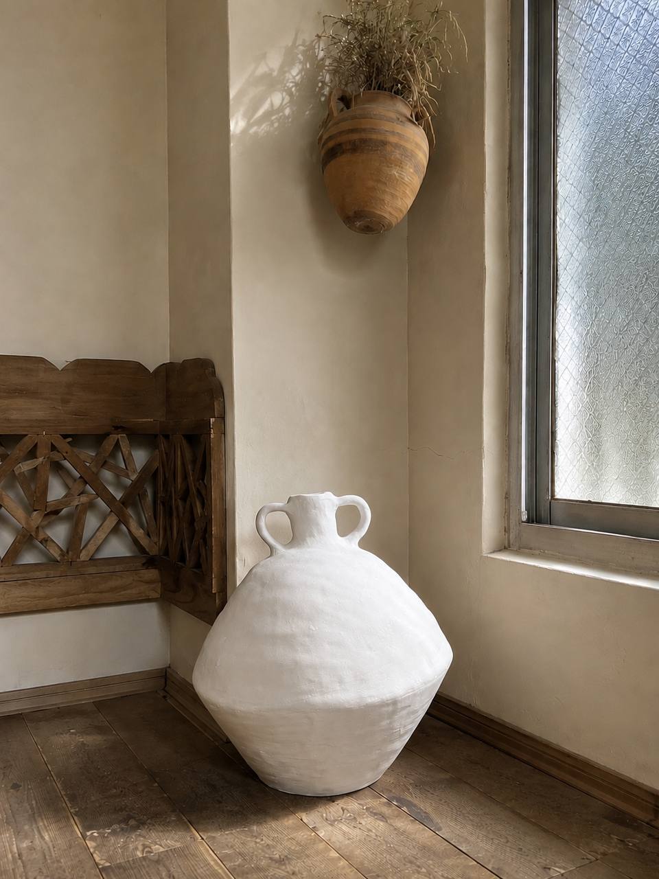 گلدان سفالی مینیمال سفید